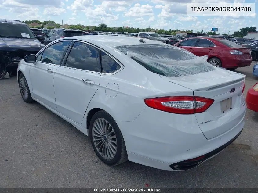 2016 Ford Fusion Titanium VIN: 3FA6P0K98GR344788 Lot: 39734241