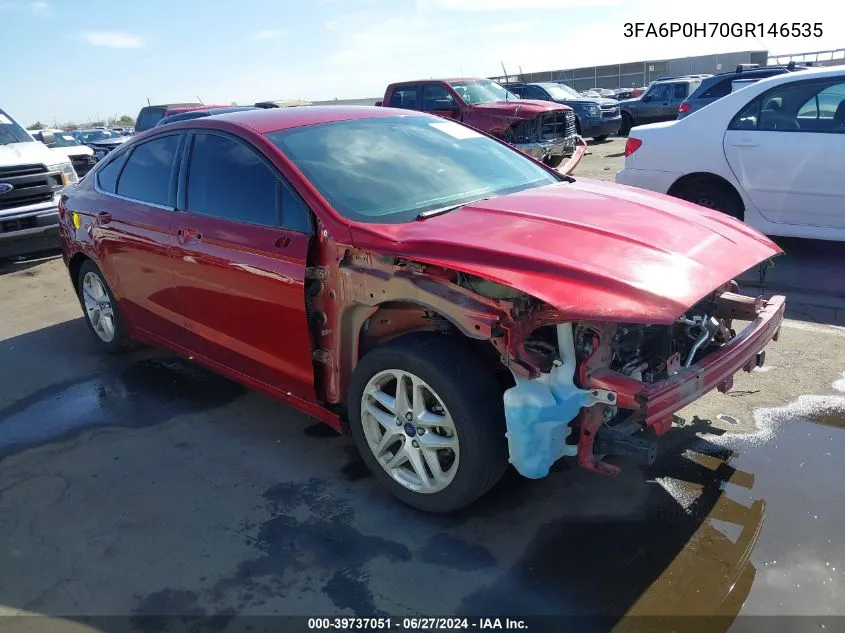 2016 Ford Fusion Se VIN: 3FA6P0H70GR146535 Lot: 39737051