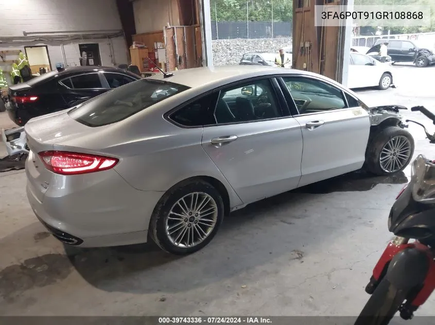 2016 Ford Fusion Se VIN: 3FA6P0T91GR108868 Lot: 39743336