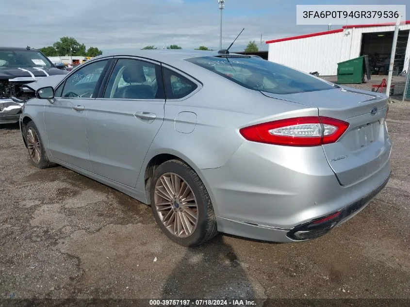 2016 Ford Fusion Se VIN: 3FA6P0T94GR379536 Lot: 39757197