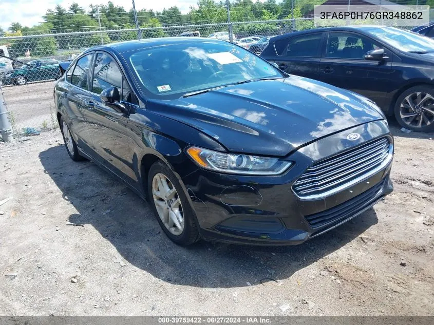 2016 Ford Fusion Se VIN: 3FA6P0H76GR348862 Lot: 39759422