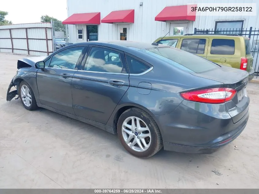 2016 Ford Fusion Se VIN: 3FA6P0H79GR258122 Lot: 39764259