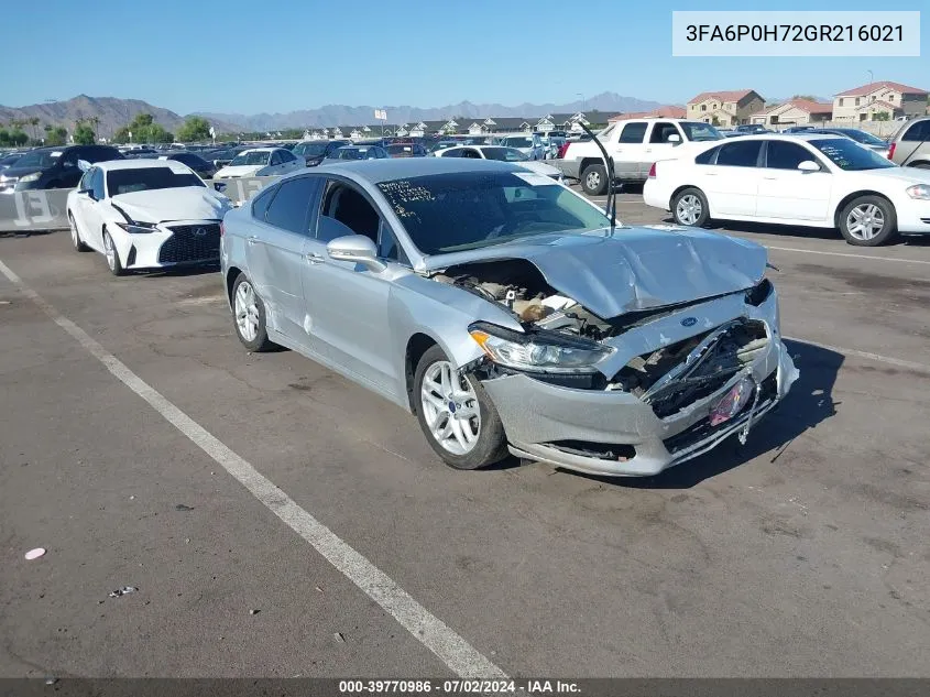 2016 Ford Fusion Se VIN: 3FA6P0H72GR216021 Lot: 39770986