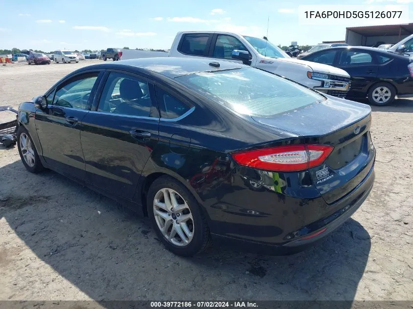 2016 Ford Fusion Se VIN: 1FA6P0HD5G5126077 Lot: 39772186