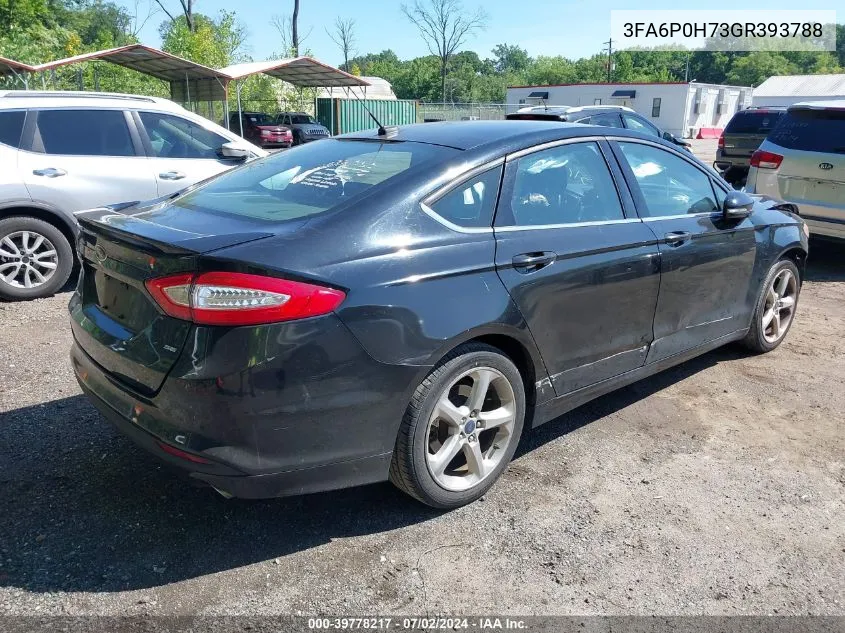 2016 Ford Fusion Se VIN: 3FA6P0H73GR393788 Lot: 39778217