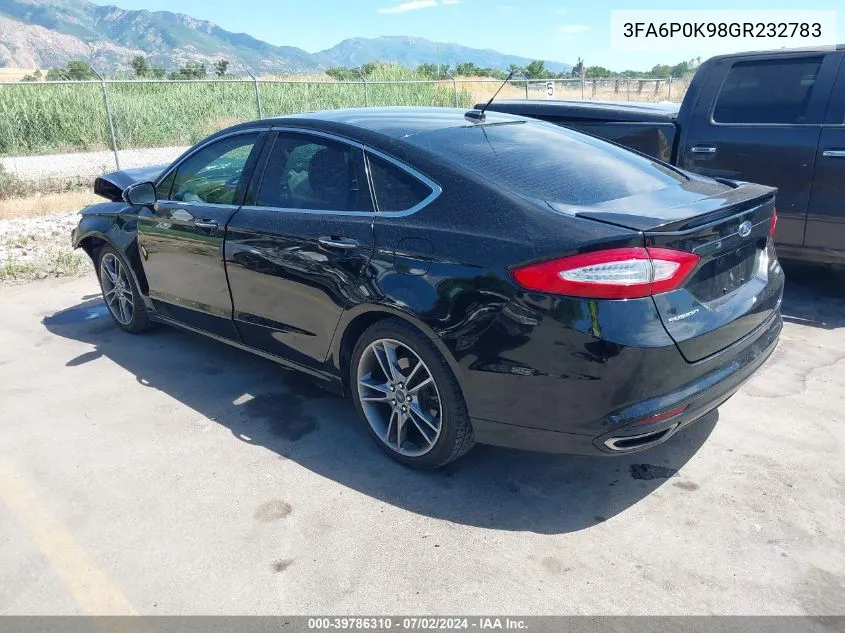 2016 Ford Fusion Titanium VIN: 3FA6P0K98GR232783 Lot: 39786310