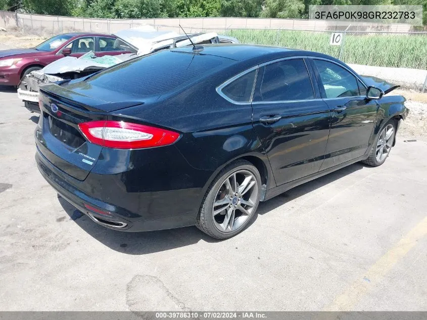 2016 Ford Fusion Titanium VIN: 3FA6P0K98GR232783 Lot: 39786310