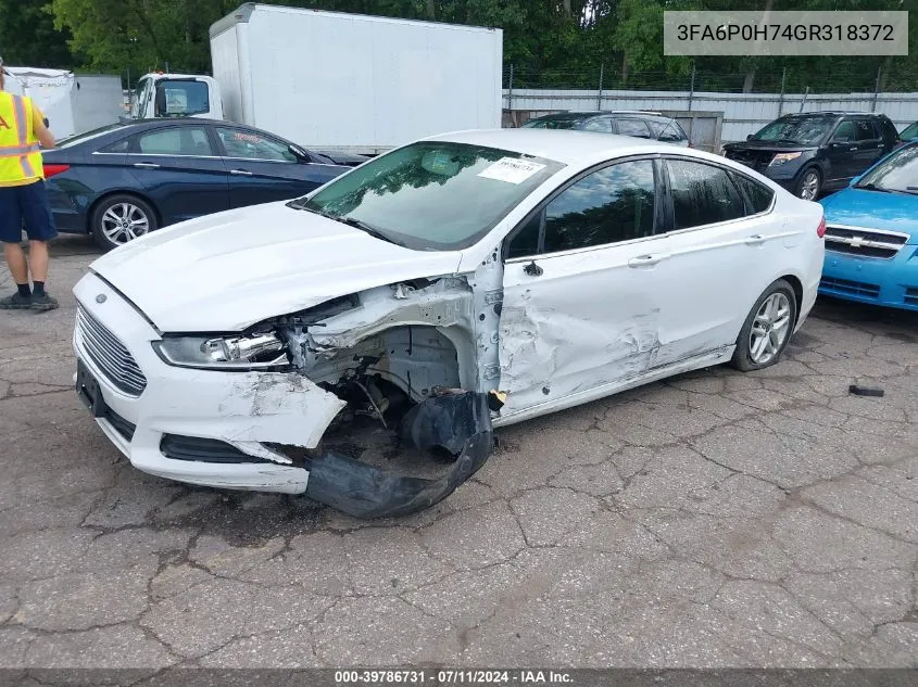 2016 Ford Fusion Se VIN: 3FA6P0H74GR318372 Lot: 39786731