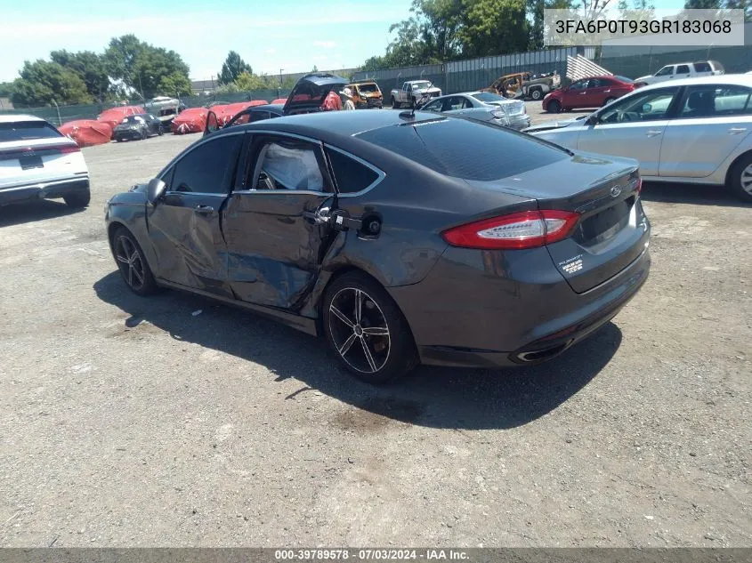 2016 Ford Fusion Se VIN: 3FA6P0T93GR183068 Lot: 39789578