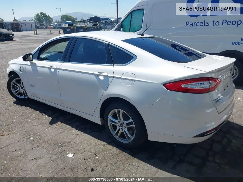 3FA6P0SU4GR194991 2016 Ford Fusion Energi Titanium