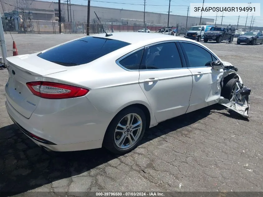 3FA6P0SU4GR194991 2016 Ford Fusion Energi Titanium