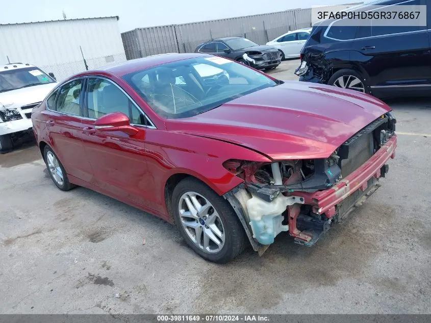 2016 Ford Fusion Se VIN: 3FA6P0HD5GR376867 Lot: 39811649