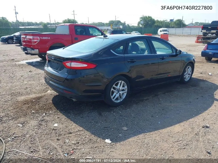 3FA6P0H74GR227800 2016 Ford Fusion Se