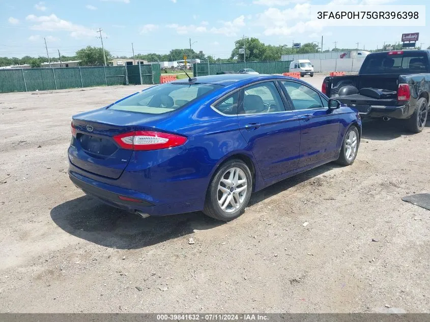 2016 Ford Fusion Se VIN: 3FA6P0H75GR396398 Lot: 39841632