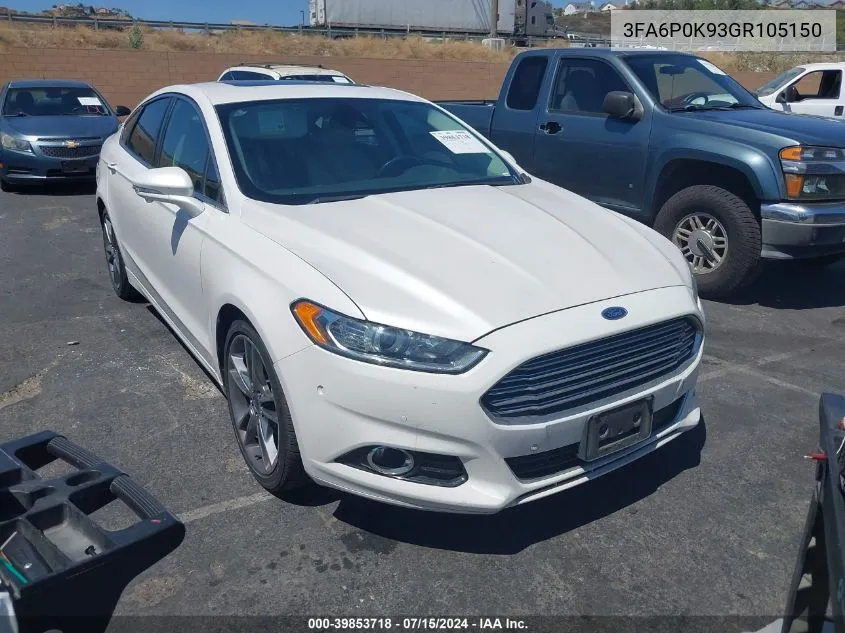 2016 Ford Fusion Titanium VIN: 3FA6P0K93GR105150 Lot: 39853718