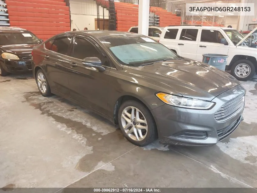 2016 Ford Fusion Se VIN: 3FA6P0HD6GR248153 Lot: 39862912