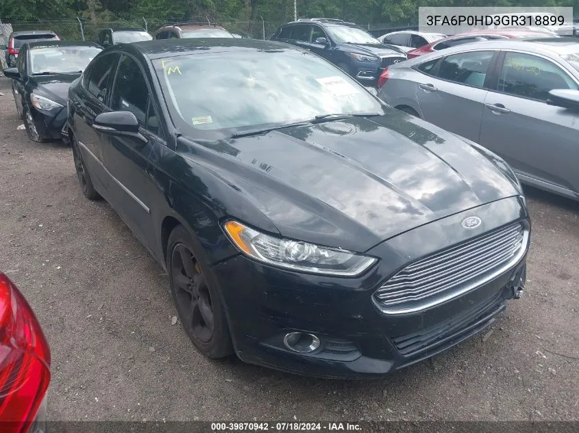 2016 Ford Fusion Se VIN: 3FA6P0HD3GR318899 Lot: 39870942