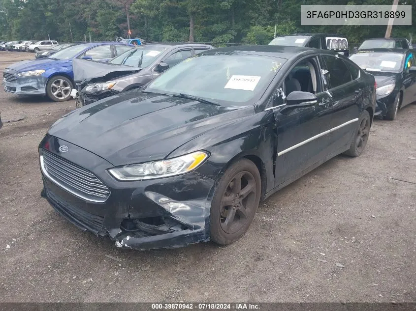 2016 Ford Fusion Se VIN: 3FA6P0HD3GR318899 Lot: 39870942