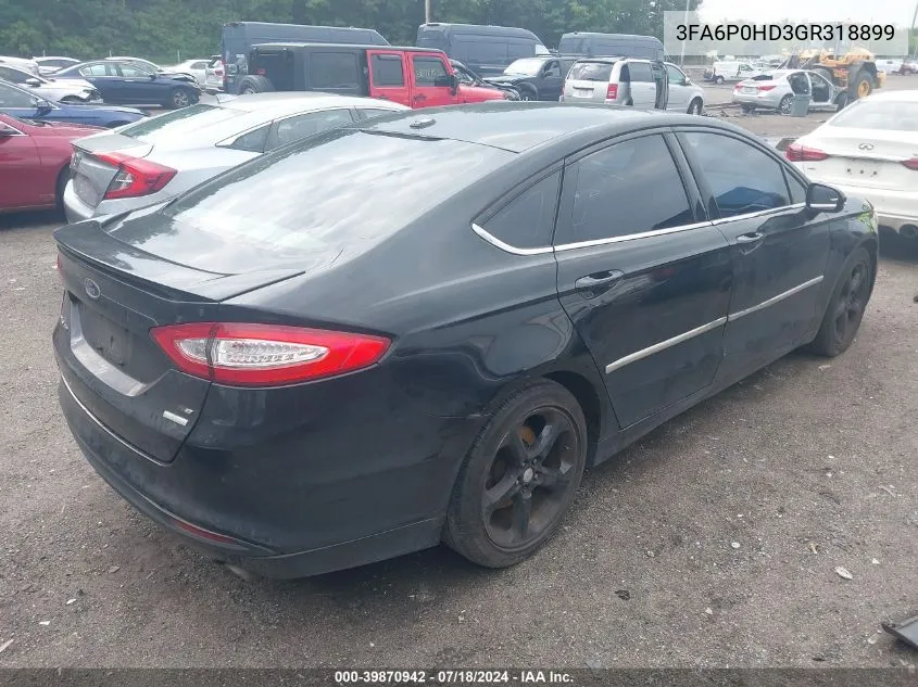 2016 Ford Fusion Se VIN: 3FA6P0HD3GR318899 Lot: 39870942