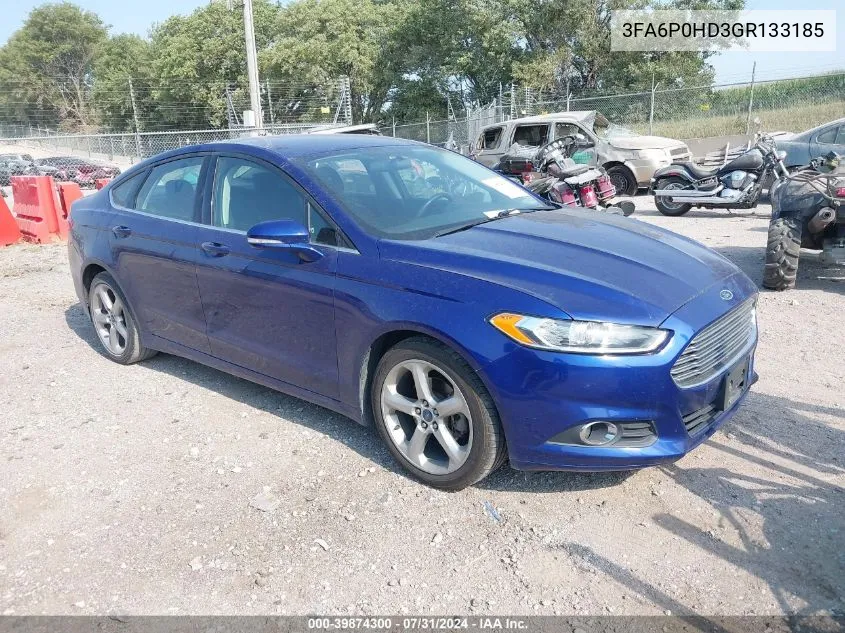 2016 Ford Fusion Se VIN: 3FA6P0HD3GR133185 Lot: 39874300