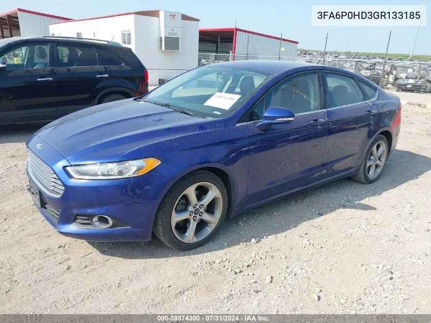 2016 Ford Fusion Se VIN: 3FA6P0HD3GR133185 Lot: 39874300