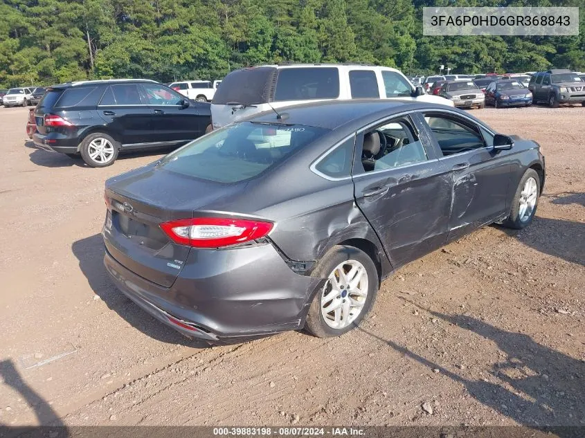 2016 Ford Fusion Se VIN: 3FA6P0HD6GR368843 Lot: 39883198