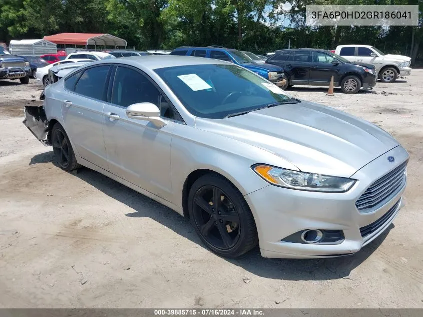 2016 Ford Fusion Se VIN: 3FA6P0HD2GR186041 Lot: 39885715