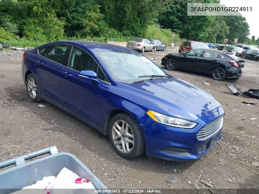 2016 Ford Fusion Se VIN: 3FA6P0HD1GR224911 Lot: 39893473