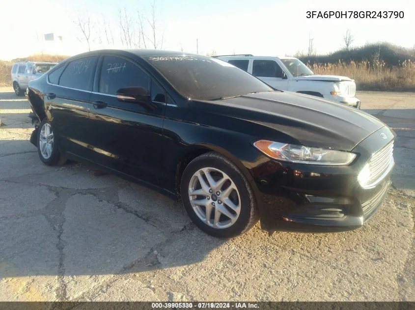 2016 Ford Fusion Se VIN: 3FA6P0H78GR243790 Lot: 39905330