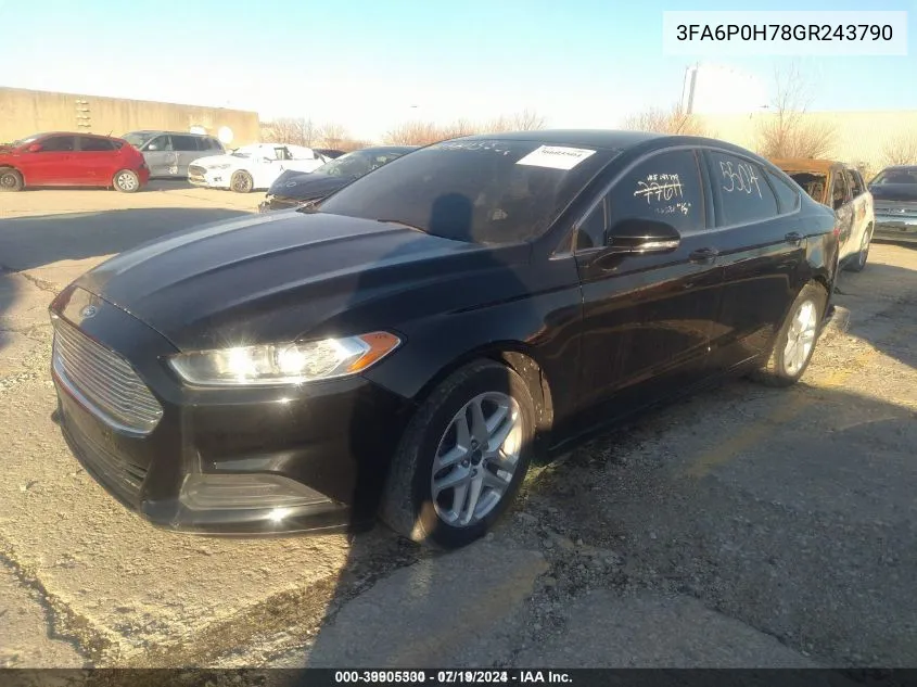 2016 Ford Fusion Se VIN: 3FA6P0H78GR243790 Lot: 39905330