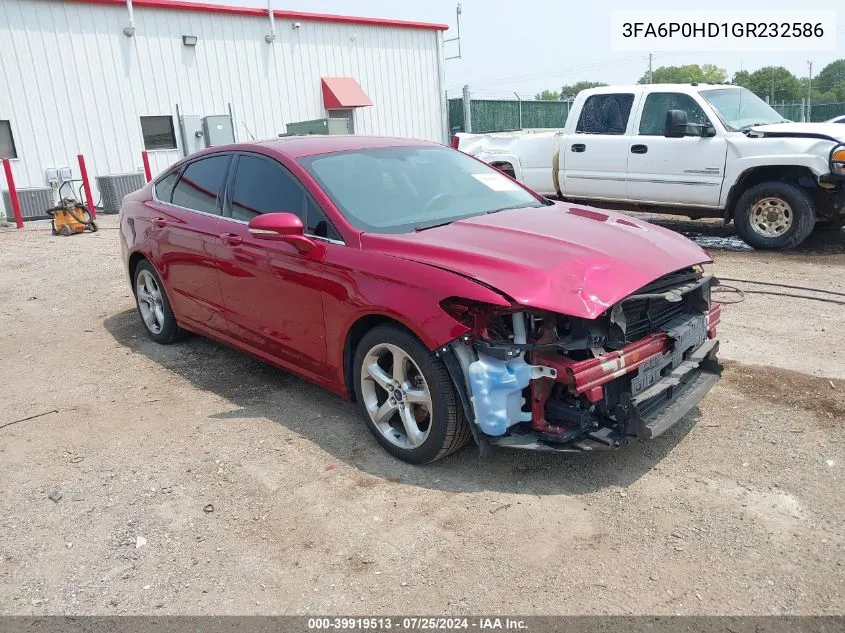 2016 Ford Fusion Se VIN: 3FA6P0HD1GR232586 Lot: 39919513