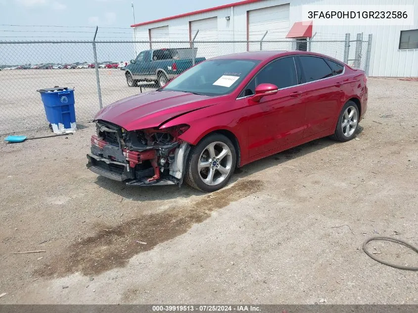 2016 Ford Fusion Se VIN: 3FA6P0HD1GR232586 Lot: 39919513