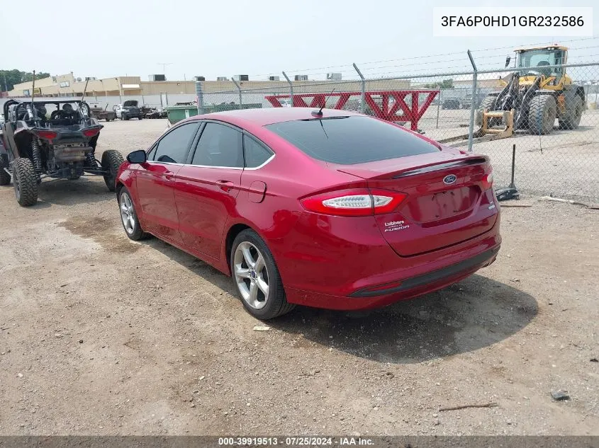 2016 Ford Fusion Se VIN: 3FA6P0HD1GR232586 Lot: 39919513