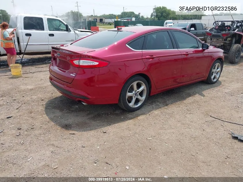 2016 Ford Fusion Se VIN: 3FA6P0HD1GR232586 Lot: 39919513