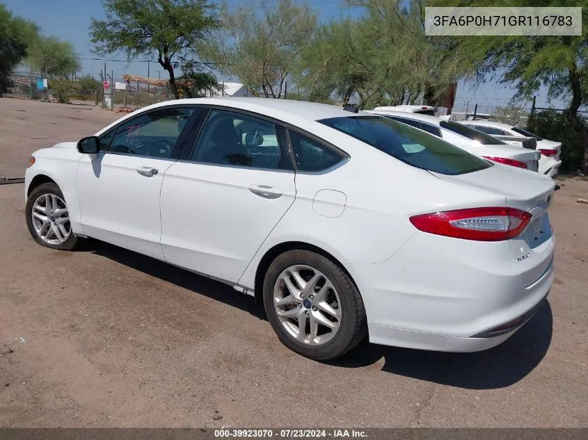 2016 Ford Fusion Se VIN: 3FA6P0H71GR116783 Lot: 39923070