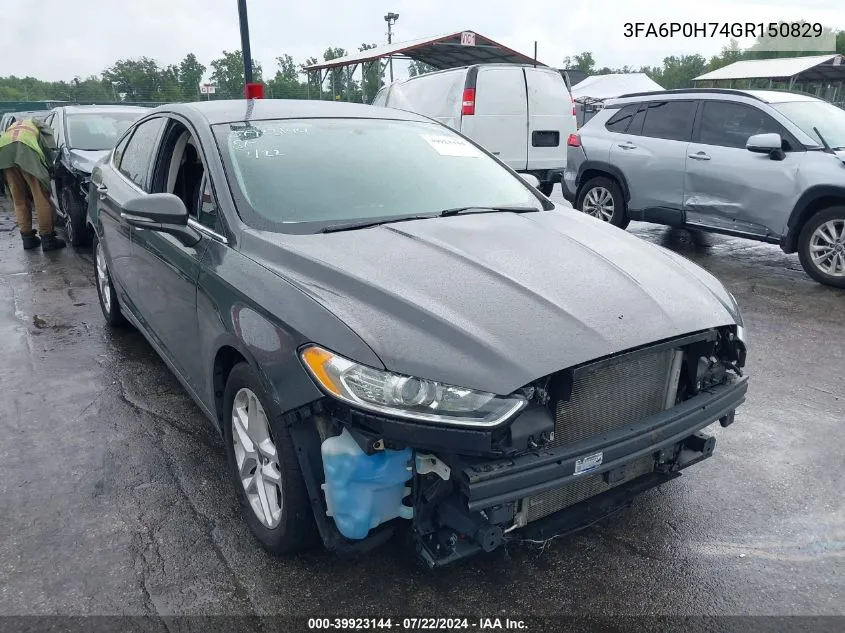 2016 Ford Fusion Se VIN: 3FA6P0H74GR150829 Lot: 39923144