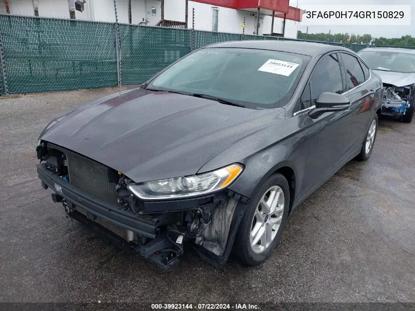 2016 Ford Fusion Se VIN: 3FA6P0H74GR150829 Lot: 39923144