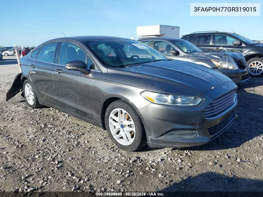 2016 Ford Fusion Se VIN: 3FA6P0H77GR319015 Lot: 39929949