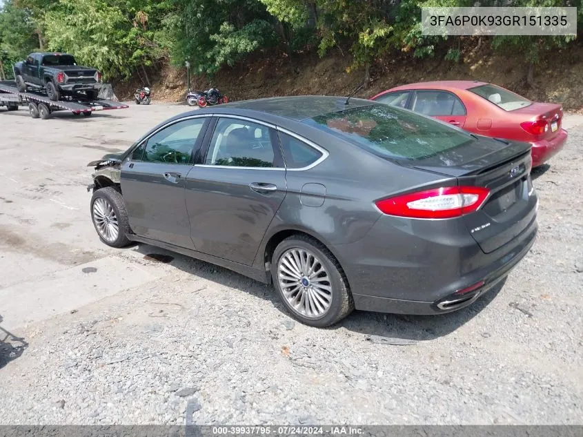 2016 Ford Fusion Titanium VIN: 3FA6P0K93GR151335 Lot: 39937795