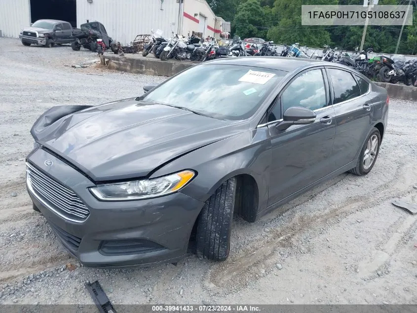 2016 Ford Fusion Se VIN: 1FA6P0H71G5108637 Lot: 39941433