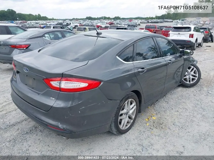 2016 Ford Fusion Se VIN: 1FA6P0H71G5108637 Lot: 39941433