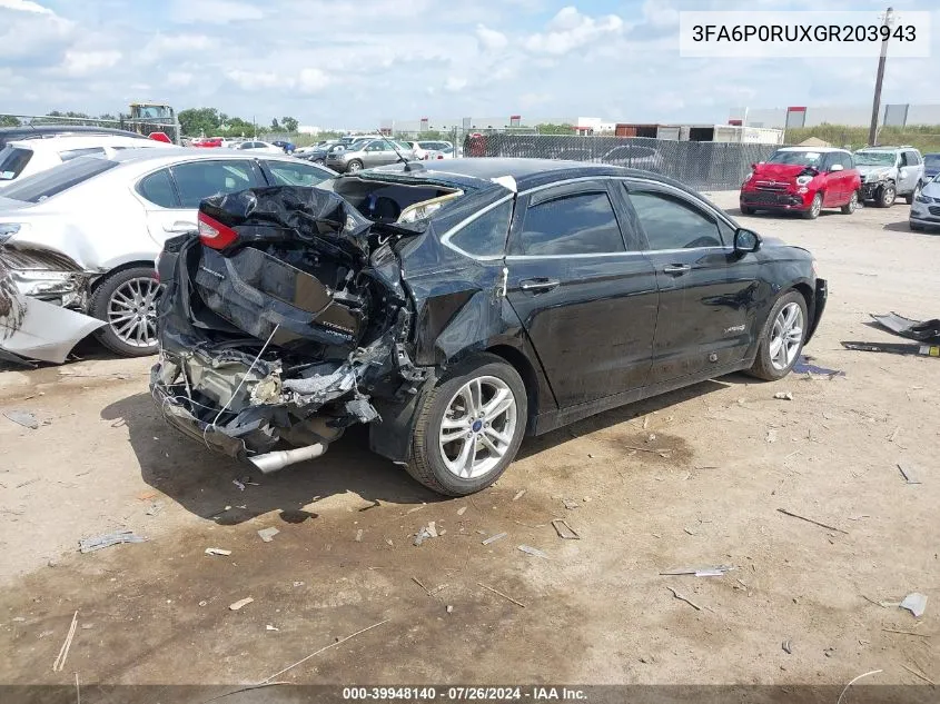 2016 Ford Fusion Hybrid Titanium VIN: 3FA6P0RUXGR203943 Lot: 39948140