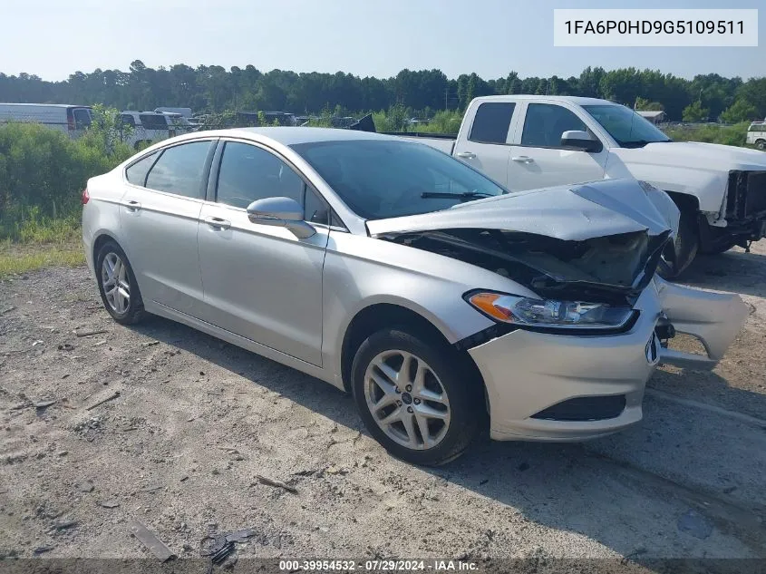 2016 Ford Fusion Se VIN: 1FA6P0HD9G5109511 Lot: 39954532