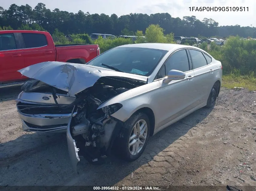 2016 Ford Fusion Se VIN: 1FA6P0HD9G5109511 Lot: 39954532