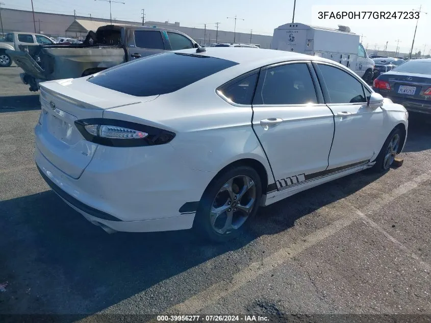 2016 Ford Fusion Se VIN: 3FA6P0H77GR247233 Lot: 39956277