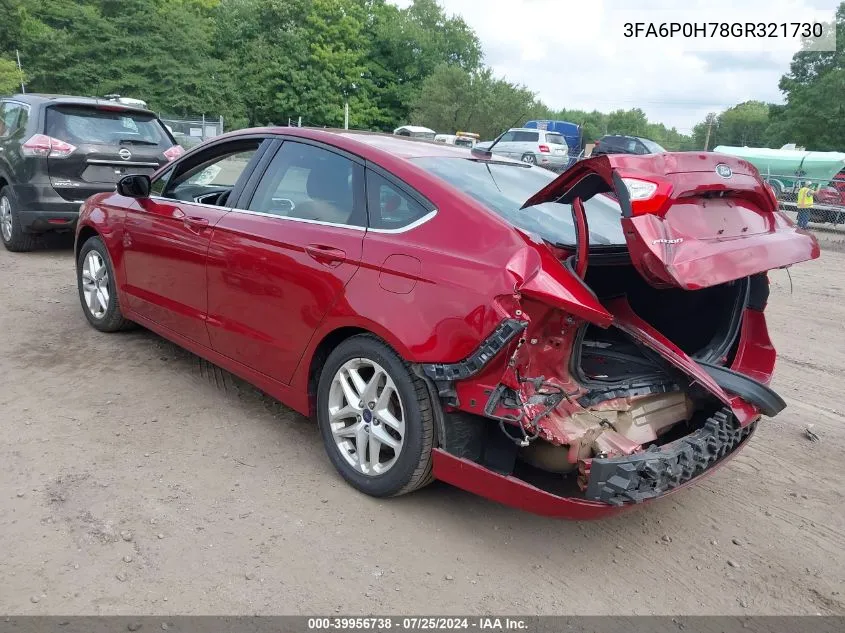 2016 Ford Fusion Se VIN: 3FA6P0H78GR321730 Lot: 39956738