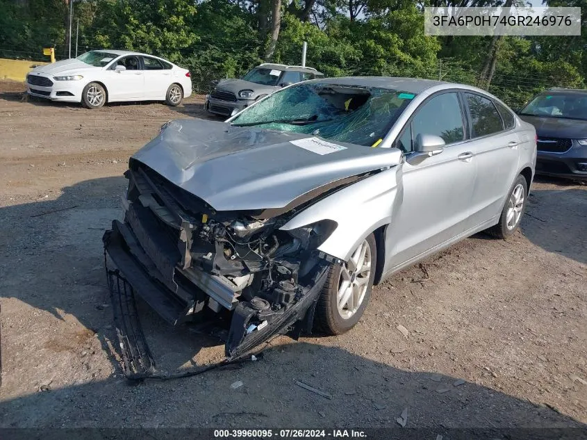 2016 Ford Fusion Se VIN: 3FA6P0H74GR246976 Lot: 39960095