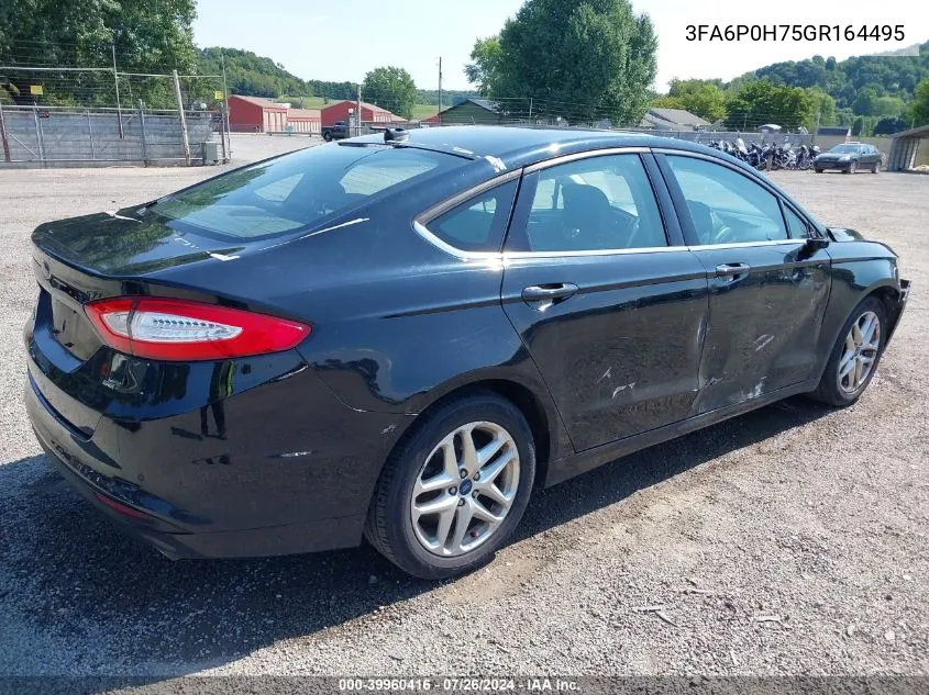 2016 Ford Fusion Se VIN: 3FA6P0H75GR164495 Lot: 39960416