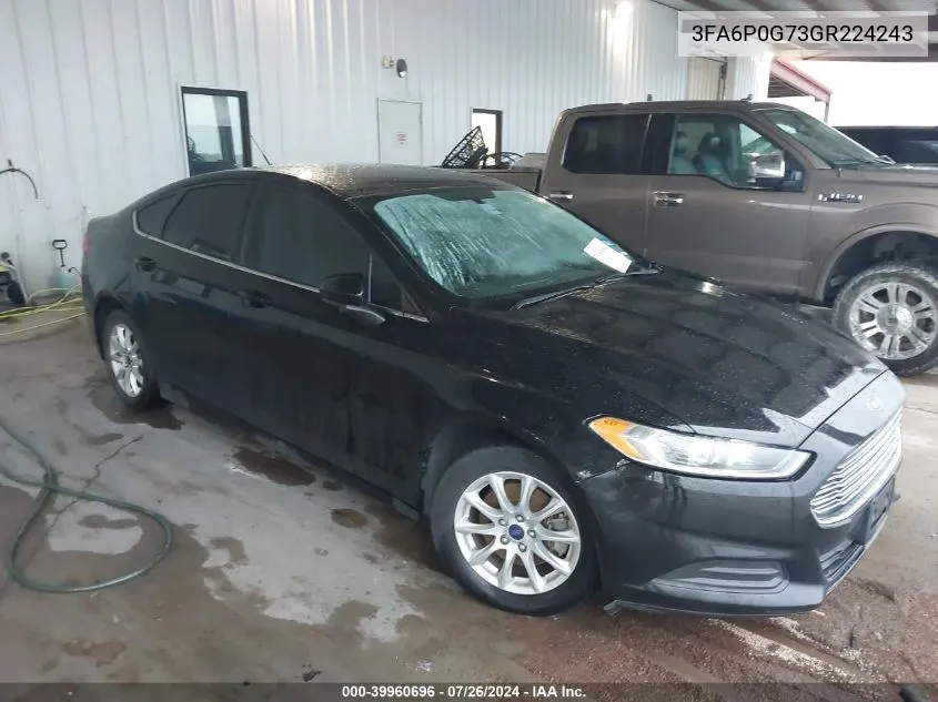 2016 Ford Fusion S VIN: 3FA6P0G73GR224243 Lot: 39960696