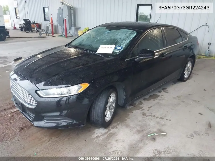 2016 Ford Fusion S VIN: 3FA6P0G73GR224243 Lot: 39960696